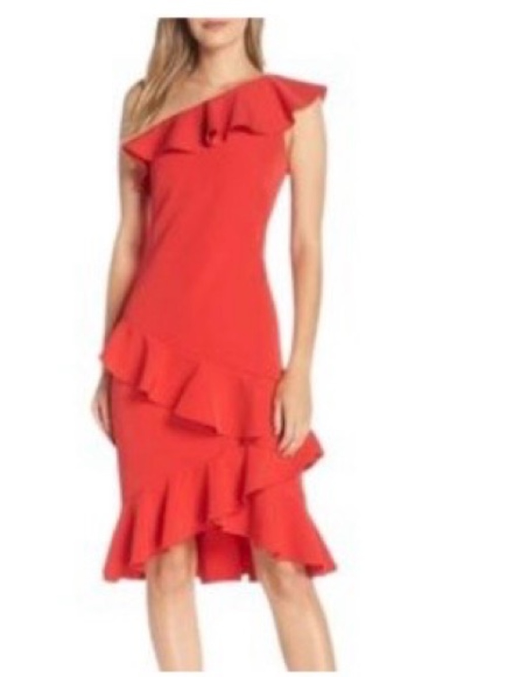 ⭐️ Red Vince Camuto Ruffle Dress